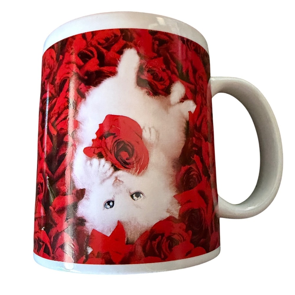 Houston‎ Harvest Kitten Rose Mug Unisex Red Kent Marshall Y2K